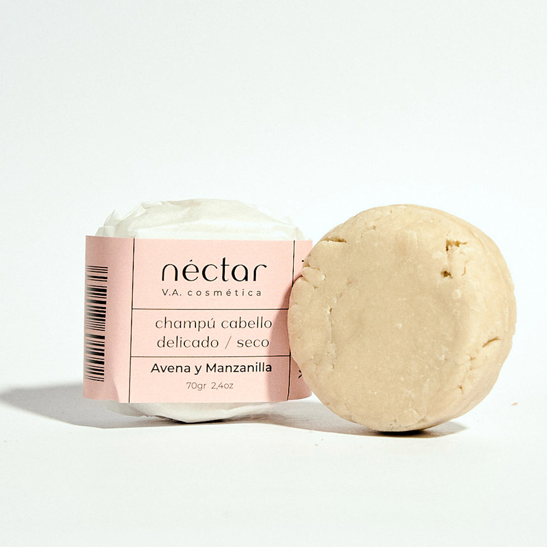 Champú Sólido de Avena y Manzanilla para cabello seco y cuero cabelludo delicado – Néctar