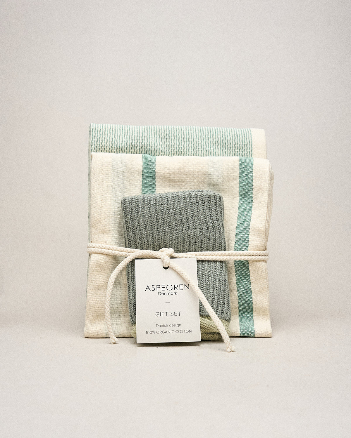 Set de Regalo de Cocina en Algodón Orgánico – Tonos Verdes
